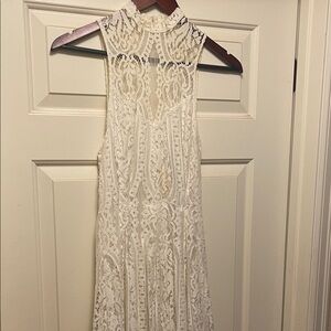 Free People Cream Lace Halter Dress
